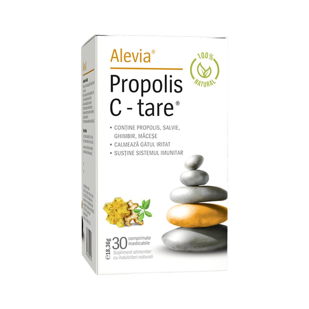 Propolis C-tare, Alevia, Calmeaza durerile de gat si tusea, 30 comprimate