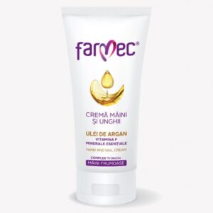 Crema de maini si unghii cu ulei de Argan, vitamina F si minerale esentiale Farmec,100 ml