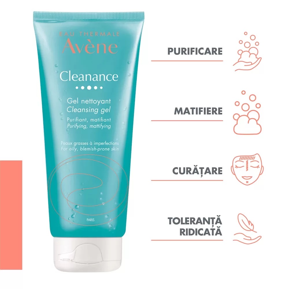 Gel de curatare pentru ten cu tendinta acneica Cleanance, 200ml, Avene - imagine 2