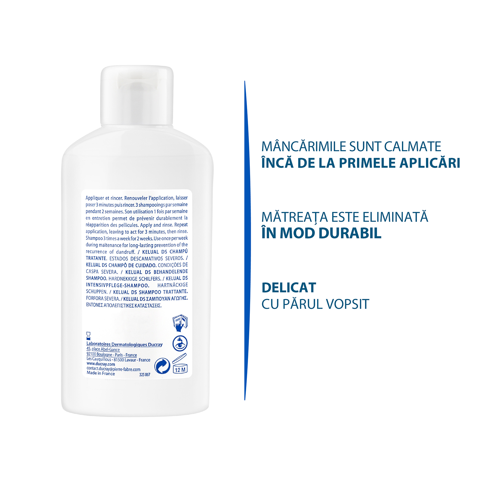 Sampon anti-matreata severa Kelual Ds, 100 ml, Ducray - imagine 3