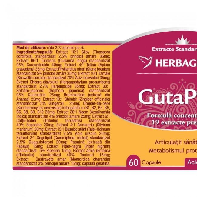 GutaPrim, Herbagetica, articulatii sanatoase, 60 capsule