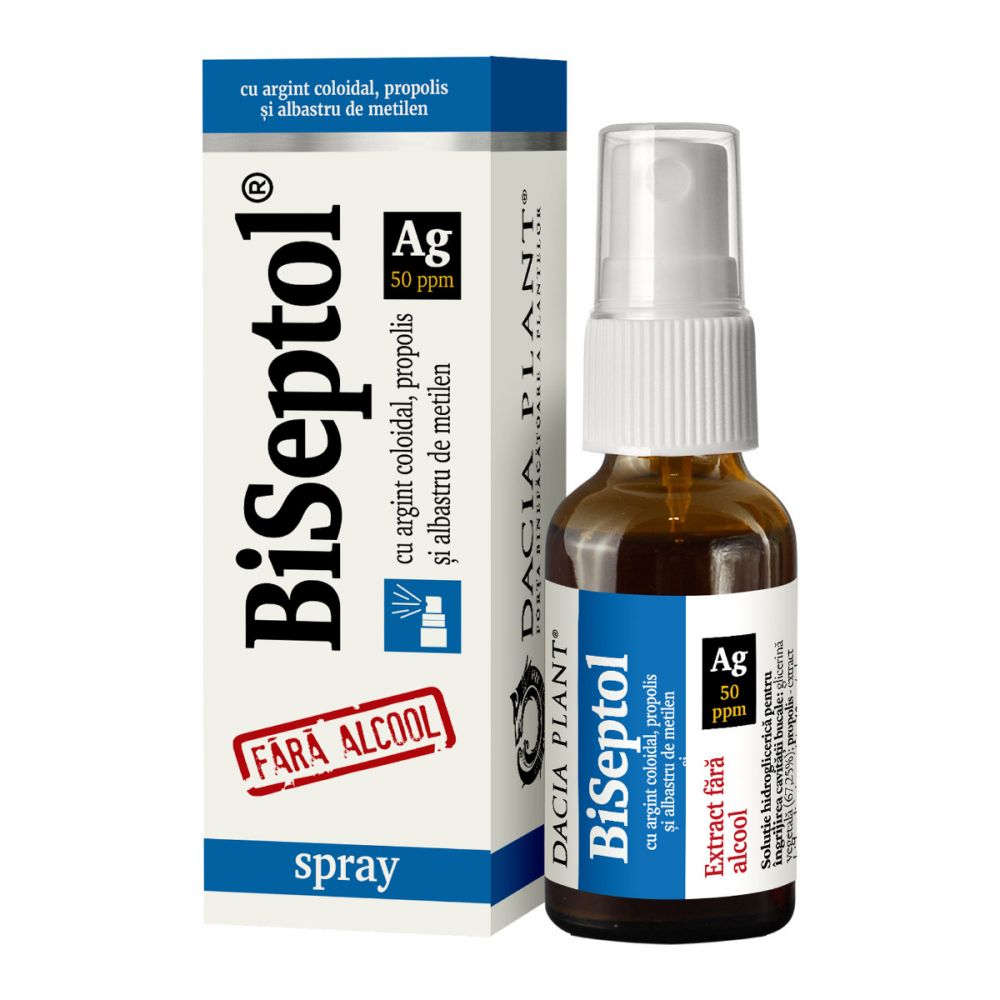 Biseptol cu propolis, albastru de metilen si argint coloidal dacia plant 20 ml