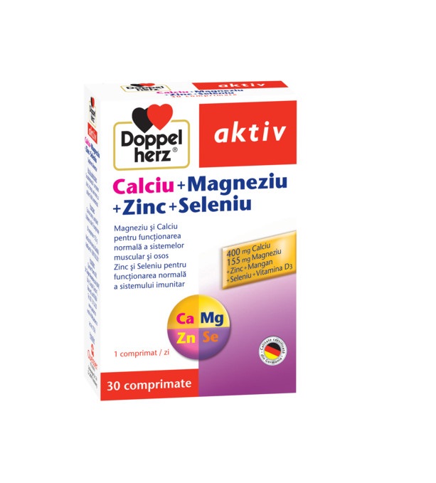 Doppelherz Aktiv, Ca+Mg+Zn+Se, 30 comprimate
