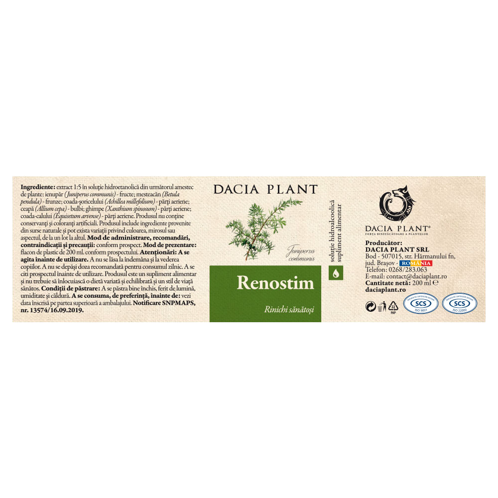 Tinctura Renostim, 200ml, Dacia Plant - imagine 2