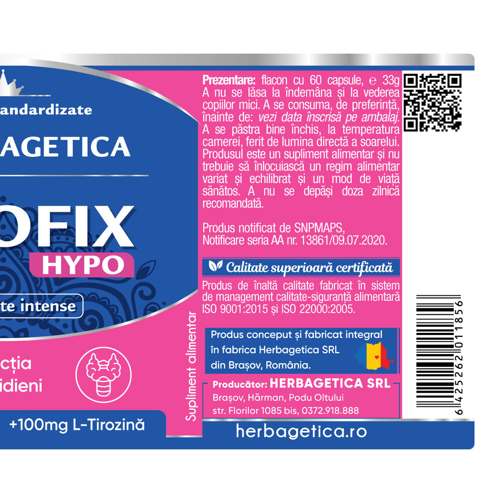 Tirofix Hypo, 30 capsule, Herbagetica - imagine 2
