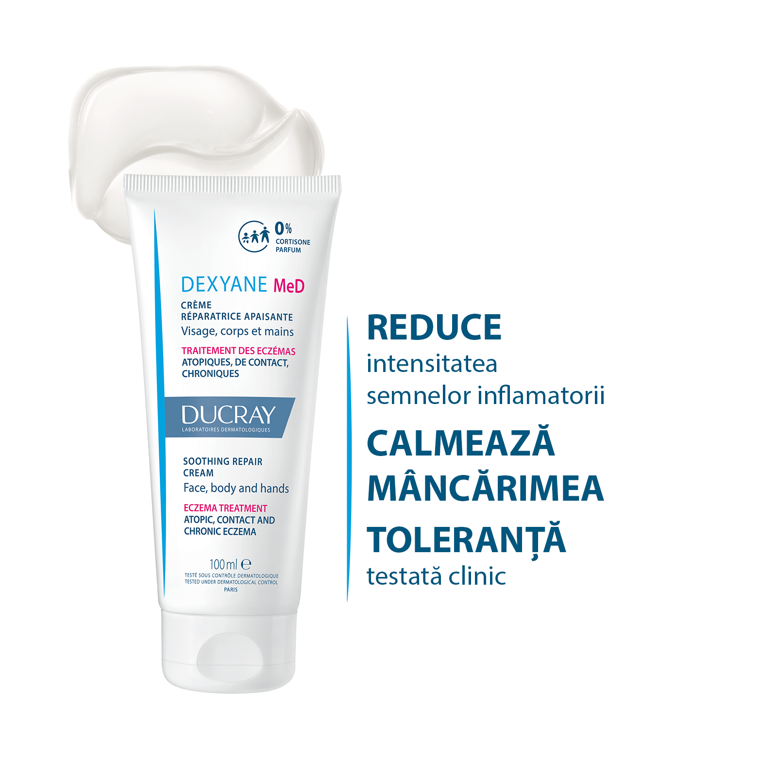 Crema reparatoare si calmanta Dexyane MED, 100ml, Ducray - imagine 2