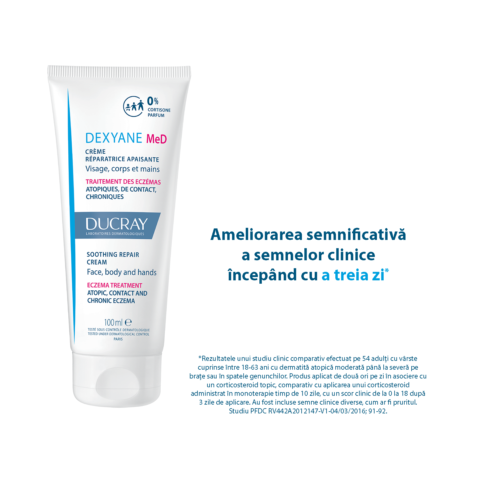 Crema reparatoare si calmanta Dexyane MED, 100ml, Ducray - imagine 3