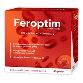 Feroptim cu Vitamina C, fier si acid folic, 60 plicuri