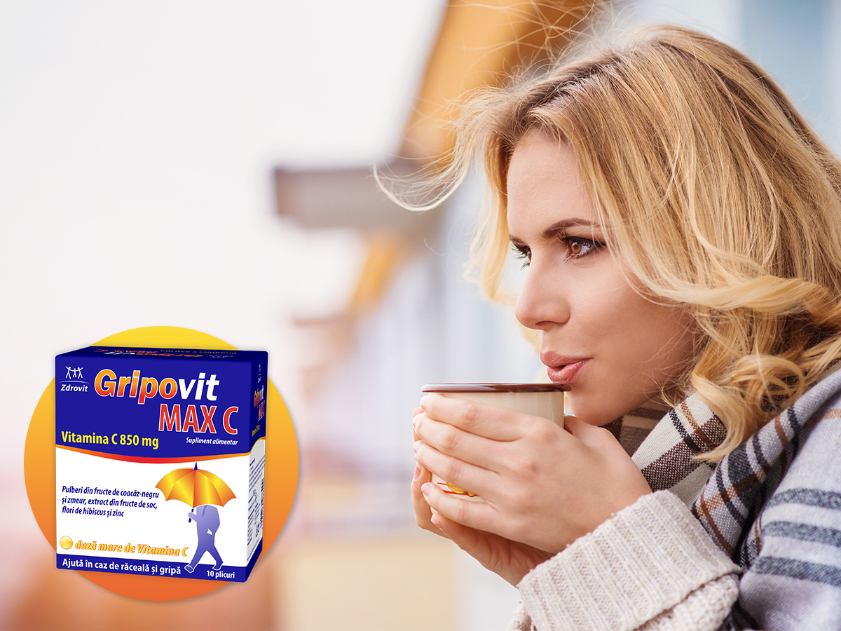 Gripovit Max C cu pulberi din fructe, 10 plicuri, Zdrovit