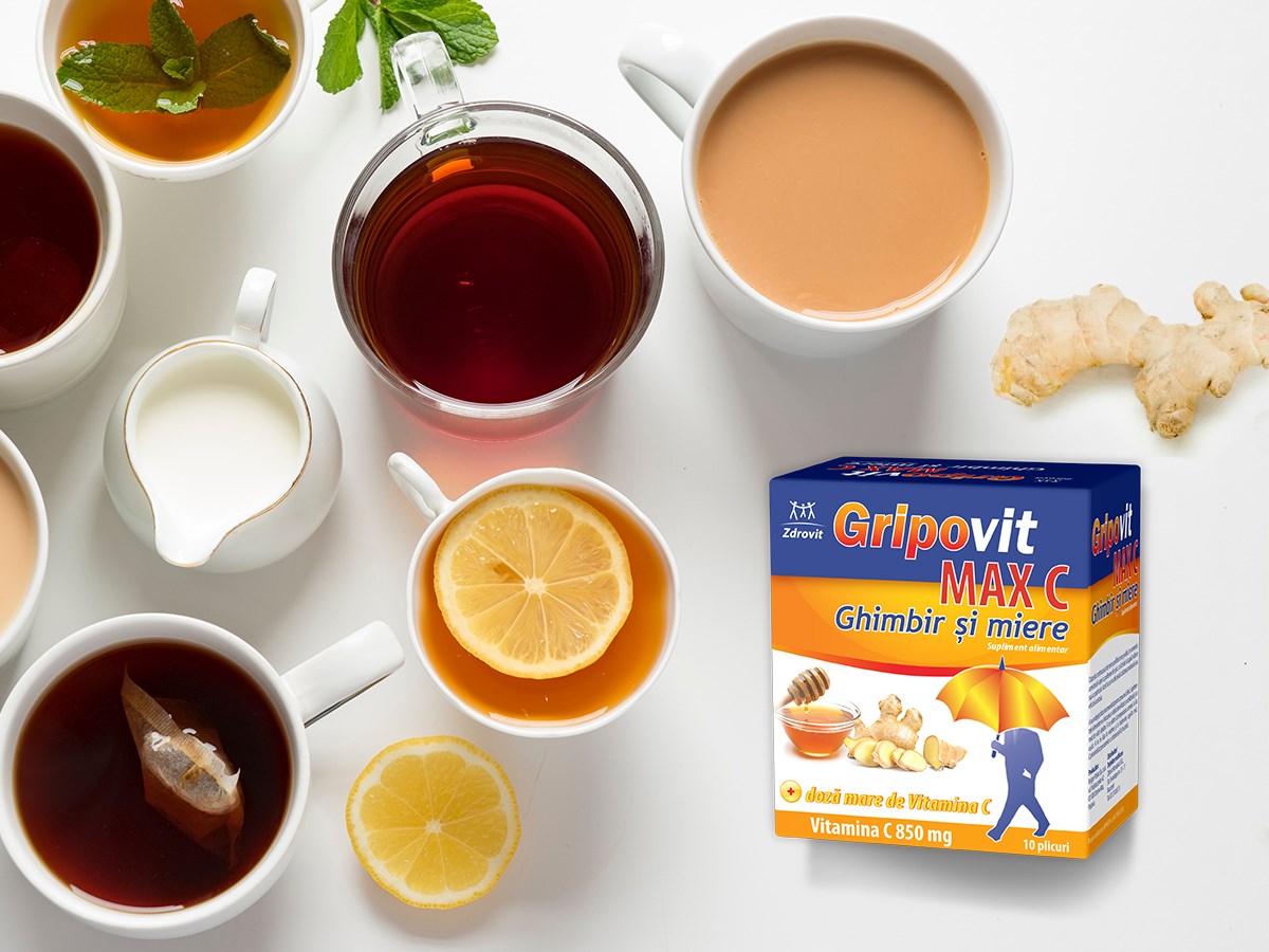 Gripovit Max C Ghimbir si Miere, 10 plicuri, Zdrovit