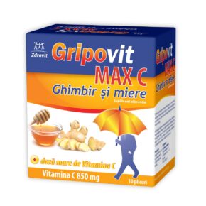 Gripovit Max C Ghimbir si Miere, 10 plicuri, Zdrovit