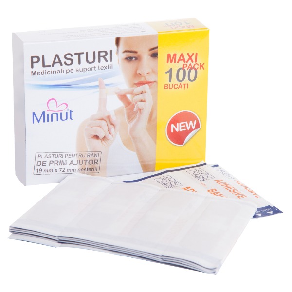 Plasturi medicinali pe suport textil, 100 bucati, Minut - imagine 2