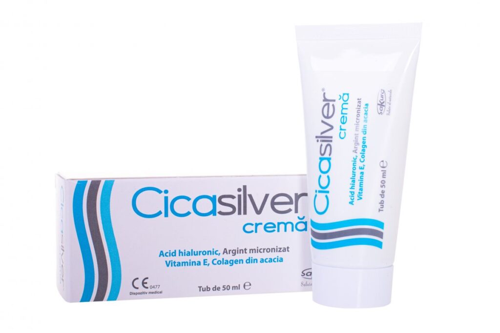 Cicasilver, Crema cu acid hialuronic, Vitamina E, colagen din acacia, 50 ml