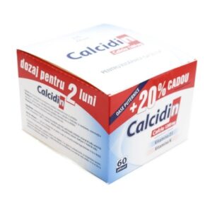 Calcidin, cu Vitamina D3, Vitamina K si Calciu 1200 mg pentru intarirea oaselor, 60 plicuri.