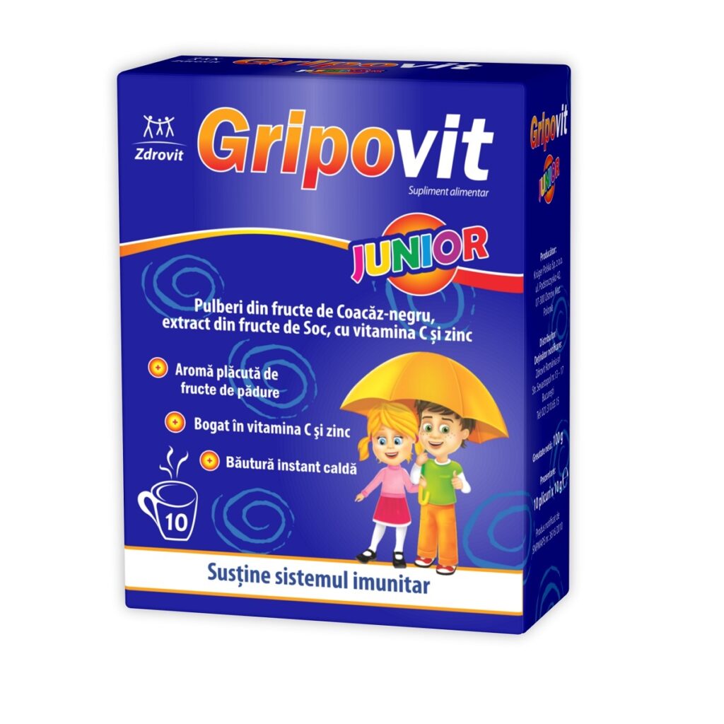 Pulberi din fructe de padure Gripovit Junior, 10 plicuri