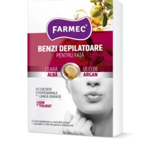 Benzi Depilatoare pentru Fata cu Ceara Alba si Ulei de Argan, Farmec, 20 benzi