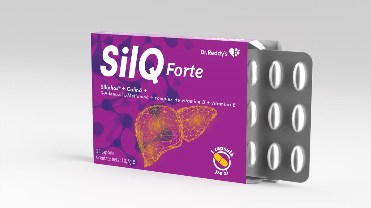SilQ Forte cu rol in detoxifierea, regenerarea si protectia ficatului, 15 capsule
