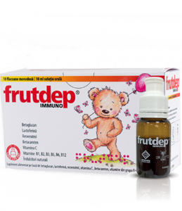 Supliment alimentar cu Vitamine Frutdep Immuno, 10 flacoane monodoza / 10 ml solutie orala