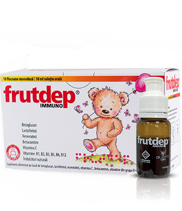 Supliment alimentar cu Vitamine Frutdep Immuno, 10 flacoane monodoza / 10 ml solutie orala