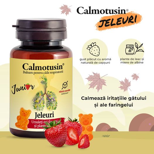 Ursuleti cu aroma de capsuni Calmotusin Junior, 20 jeleuri, Dacia Plant - imagine 3