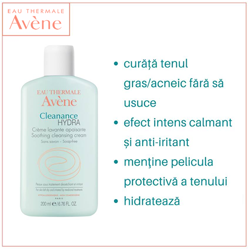 Crema calmanta pentru curatare Avene Cleanance Hydra, 200 ml