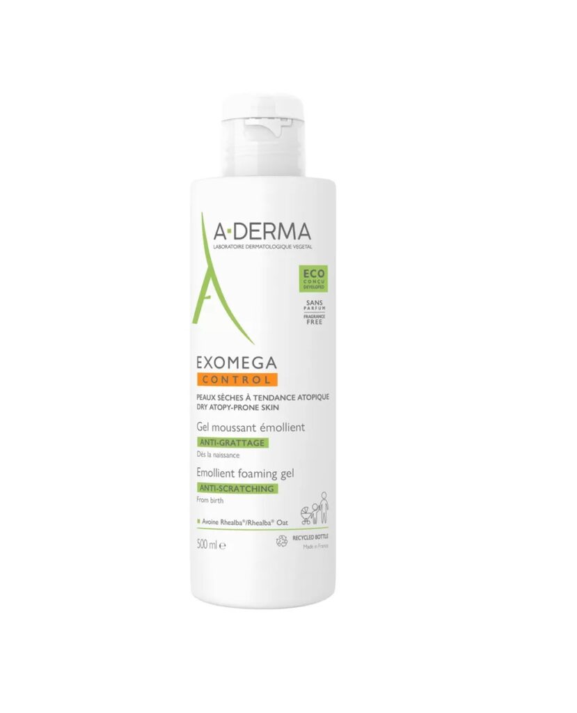Gel de curatare spumant A-Derma Exomega Control pentru piele uscata si atopica, 500 ml