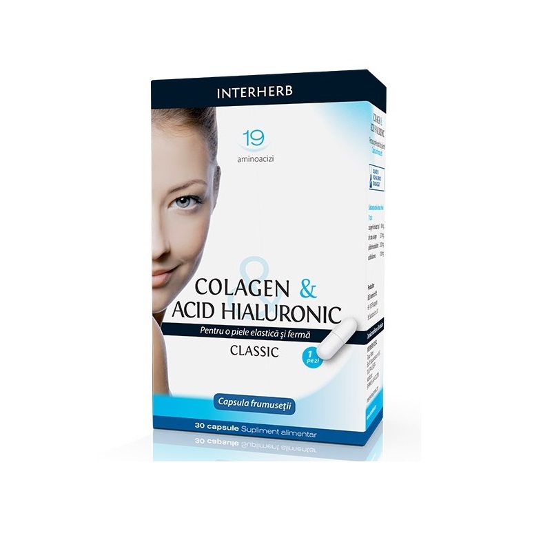Colagen & Acid Hialuronic Classic pentru piele elastica si ferma, 30 capsule