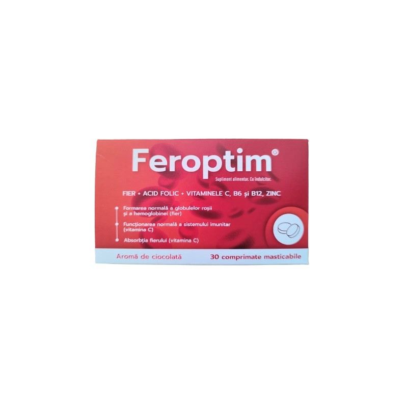 Feroptim aroma de ciocolata, 30 comprimate masticabile Zdrovit