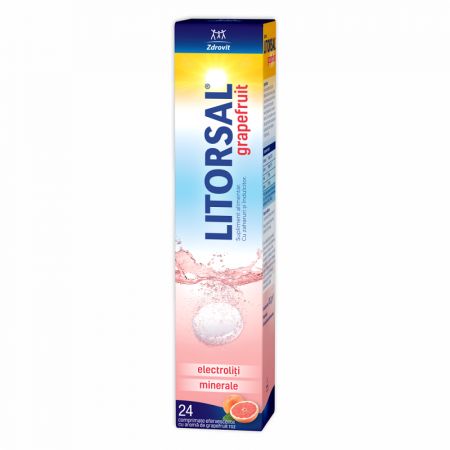 Litorsal electroli?i cu aroma de grapefruit, 24 comprimate efervescente, Zdrovit