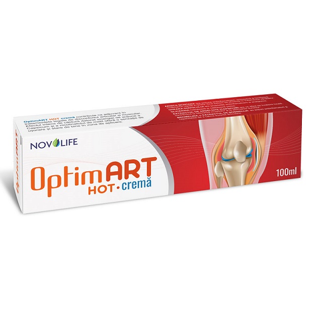 Crema OptimArt Hot pentru dureri musculare si articulare, 100 ml, Novolife