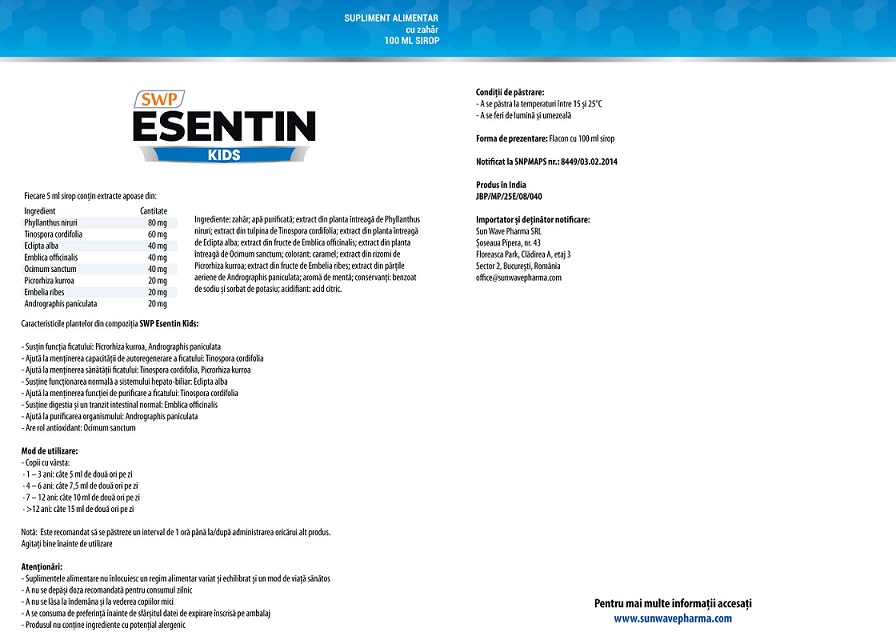 Sirop Esentin Kids, 100ml, Sun Wave Pharma - imagine 2