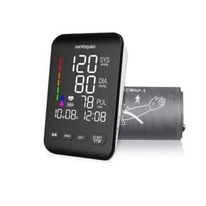 Tensiometru digital de brat cu ecran iluminat sanitayaki U81 CH, 2 x 90 memorii, oprire automata, manseta 22-42 cm, negru/alb