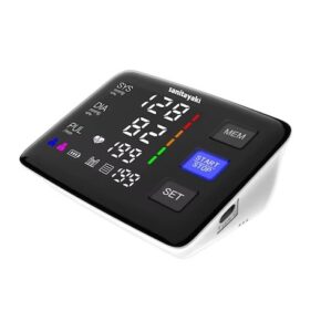 Tensiometru digital de brat cu ecran iluminat sanitayaki U81Q, 2 x 90 memorii, oprire automata, manseta 22-42 cm, negru/alb