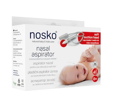 ASPIRATOR NAZAL CU CAP DE ASPIRATIE MOALE, 0+LUNI, NOSKO