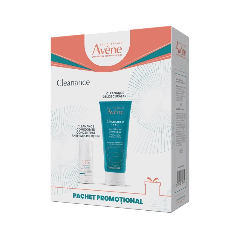 Pachet promotional: Concentrat anti-imperfectiuni pentru ten Cleanance Comedomed, 30ml + Gel de curatare Cleanance, 200ml, Avene