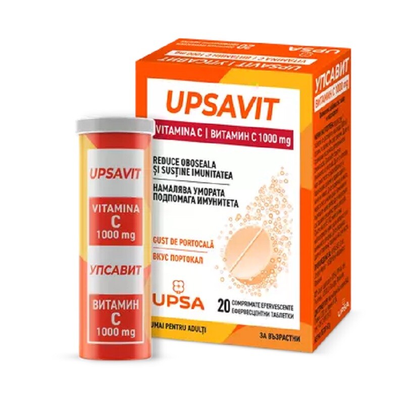 Vitamina C Upsavit, 1000mg, 20 comprimate efervescente, Upsa