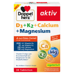 D3+K2+Ca+Mg, 30 comprimate, Doppelherz Aktiv