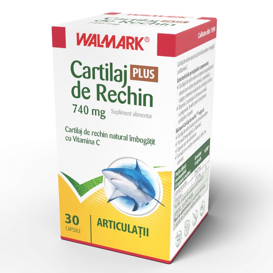 Cartilaj de Rechin Plus 740 mg cu Vitamina C, 30 capsule, Walmark - imagine 2