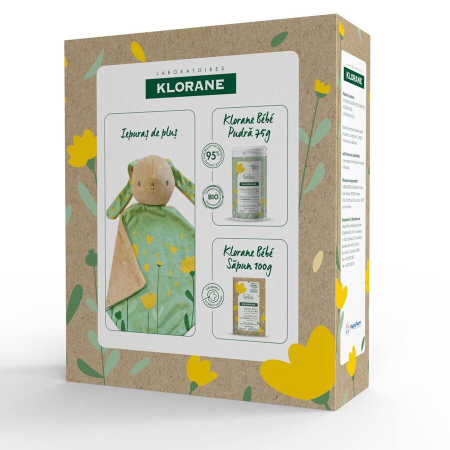 Pachet Promo: Klorane Bebe: Pudra Toaleta 75g + Sapun 100g + Iepuras Cadou - imagine 2