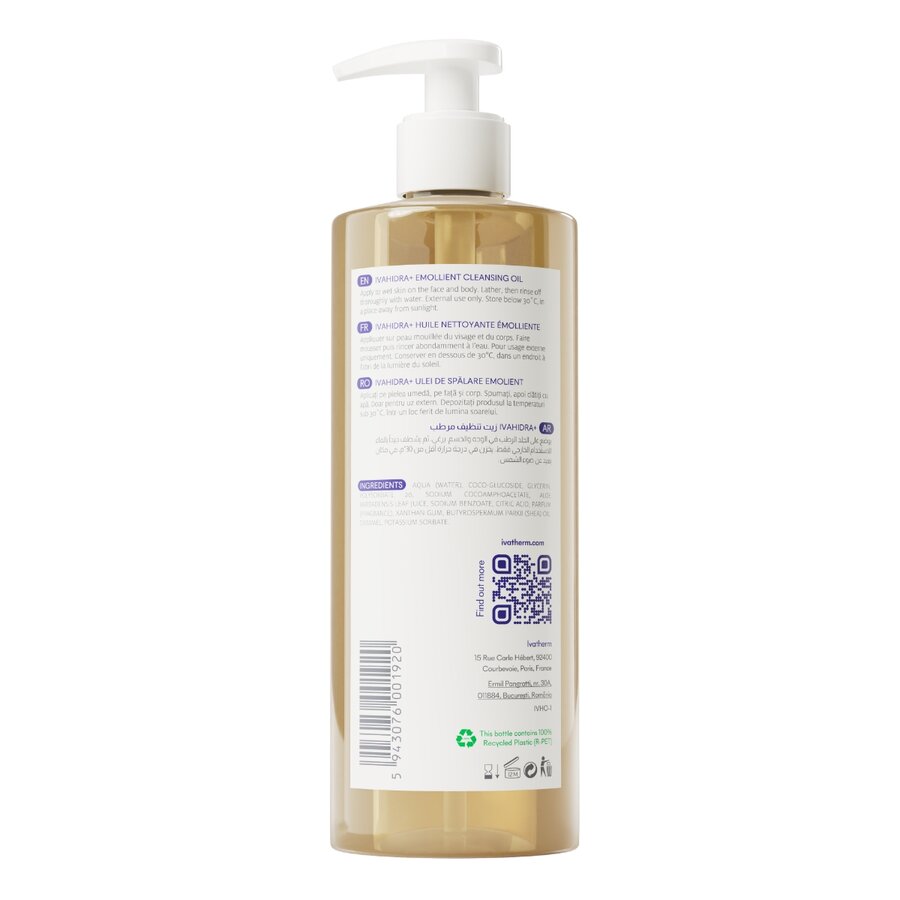 Ulei de spalare emolient pentru piele uscata și foarte uscata, Ivahidra+, 400 ml, Ivatherm - imagine 2