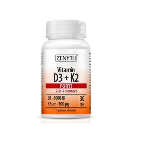 Vitamina D3 5000 UI + K2 Forte, 30 capsule, Zenyth