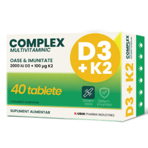 Complex multivitaminic D3+K2, 40 tablete, K-UBIK Pharma