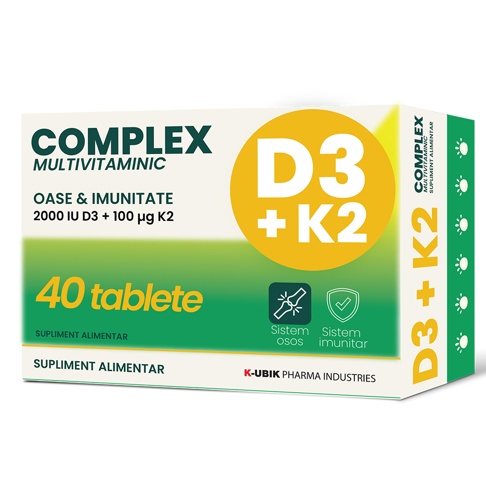 Complex multivitaminic D3+K2, 40 tablete, K-UBIK Pharma